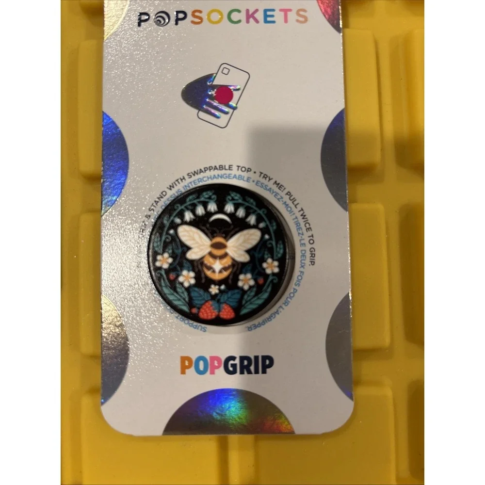 PopSockets PopGrip Phone Grip & Stand with Swappable Top - Bee Boho Lot Of 3